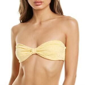 NWT Dippin' Daisy's Pale Yellow Bandeau Eyelet Bikini Top size XL